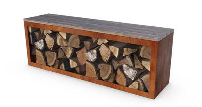 Geroba Geroba zitbank met houtopslag Egura HC1 1500x385x500mm - Cortenstaal