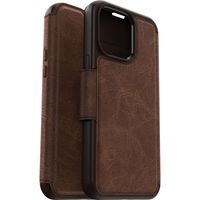 Otterbox - iPhone 15 Pro Max - Strada Case leren bookcase hoesje - Bruin + Lunso Screenprotector - thumbnail