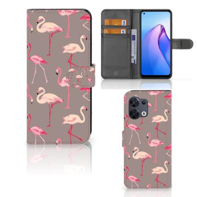 OPPO Reno8 | Telefoonhoesje | Met pasjeshouder | Flamingo