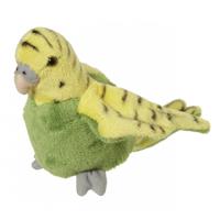 Knuffeldier Parkiet - pluche knuffel vogel - groen - 16 cm - huisdier