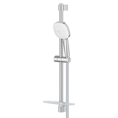 GROHE Tempesta 110 Cube Glijstangset - 60cm - vierkante handdouche - 2 straalsoorten - gladde doucheslang - met zeephouder - chroom 26907003