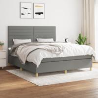 Boxspring met matras stof donkergrijs 160x200 cm