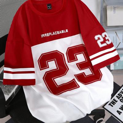 Bon&Bon Sporsity Heren T-shirt - Oranje Gestreept Oversized Fit Rood en wit / XL