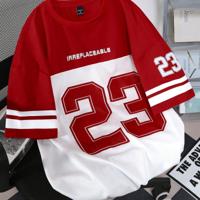 Bon&Bon Sporsity Heren T-shirt - Oranje Gestreept Oversized Fit Rood en wit / XL