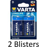 4 Stuks (2 Blisters a 2 st) Varta Longlife Power D Batterijen - thumbnail
