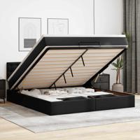 Ottoman bed met matras 160x200cm kunstleer zwart
