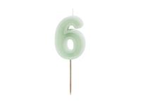 Verjaardagskaars Cijfer 6 Lichtgroen (6cm) Verjaardagskaars Cijfer 6 Lichtgroen (6cm)
