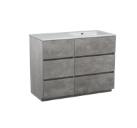 Storke Edge staand badmeubel 110 x 52 cm beton donkergrijs met Diva asymmetrisch rechtse wastafel in glanzend composiet marmer