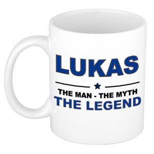 Naam cadeau mok/ beker Lukas The man, The myth the legend 300 ml   -