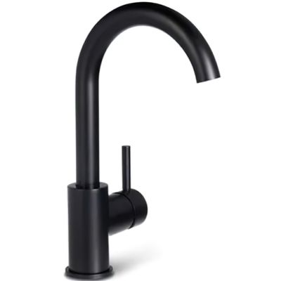 Wastafelkraan Blue Label Brondby XL | Opbouw | Draaibare uitloop | Mengkraan | Hoog model | 1-hendel | Rond | Zwart mat