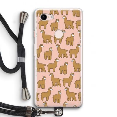 Alpacas: Pixel 3 Transparant Hoesje met koord