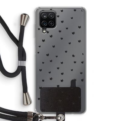 Kleine kattenkopjes: Samsung Galaxy A12 Transparant Hoesje met koord