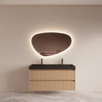 Badmeubelset BWS Riga met Lako Wastafel Zwart 140 cm Licht Eiken Japandi