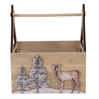 Clayre & Eef Opbergmand 16x11x18 cm Bruin Hout Kerst Mand Bruin Mand - thumbnail