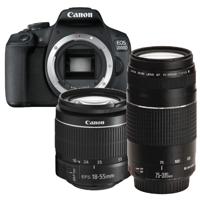 Canon EOS 2000D + EF-S 18-55mm f/3.5-5.6 IS II + EF 75-300mm f/4-5.6 III SLR camerakit 24,1 MP CMOS 6000 x 4000 Pixels Zwart - thumbnail