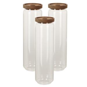 Voorraadpot - Set van 3x stuks - 9 x 30 cm - 1500 ml - Glas - luxe keuken voorraadbus