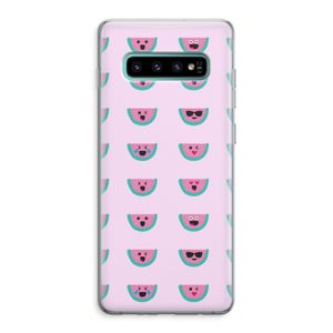 Smiley watermeloenprint: Samsung Galaxy S10 Plus Transparant Hoesje