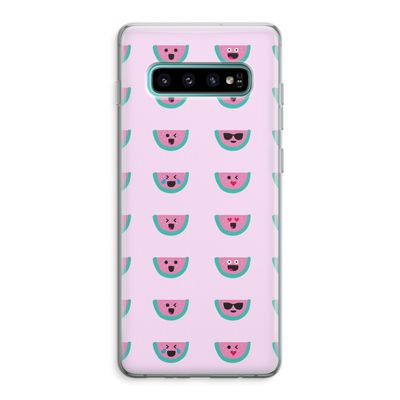 Smiley watermeloenprint: Samsung Galaxy S10 Plus Transparant Hoesje