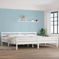 Bedframe massief hout wit 200x200 cm
