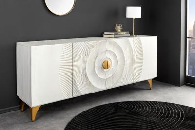 Handgemaakt dressoir GOLDEN SUNSET 180 cm witgouden mangohouten metalen poten - 45642