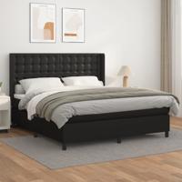 Boxspring met matras kunstleer zwart 160x200 cm