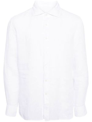 120% Lino chemise en lin à manches longues - Blanc