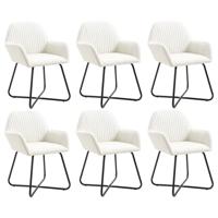 Eetkamerstoelen 6 st stof crèmekleurig