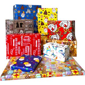 Sinterklaaspapier Inpakpapier Sinterklaas Cadeaupapier Assortiment - 300 x 70 cm - 7 rollen