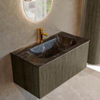 Badmeubel Mondiaz Kurve-Dlux | 90 cm cm | Meubelkleur Shadow | Wastafelkleur Lava | Solid surface | Wasbak midden spoelbak | 1 kraangat