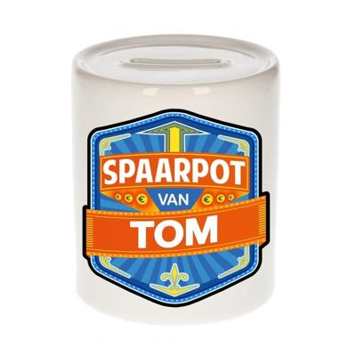 Kinder spaarpot met naam - Tom - keramiek - met dop - wit - Sparen - Spaargeld van Tom