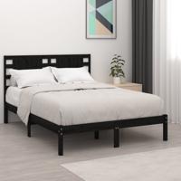Bedframe massief grenenhout zwart 140x190 cm