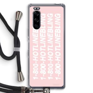 Hotline bling pink: Sony Xperia 5 Transparant Hoesje met koord
