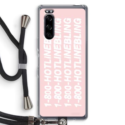 Hotline bling pink: Sony Xperia 5 Transparant Hoesje met koord