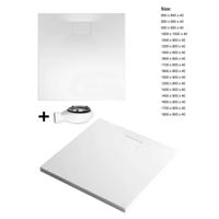 Douchevloer Xenz Flat Zero | 140x80x4 | Incl.Afvoersifon-Chroom | Acryl | Rechthoekig | Wit