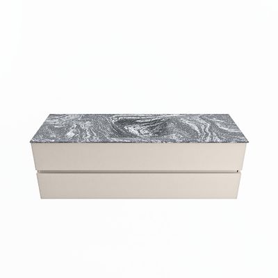 MONDIAZ VICA-DLUX 150cm badmeubel onderkast Linen 2 lades. Inbouw wastafel CLOUD midden zonder kraangat, kleur Lava.