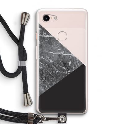 Combinatie marmer: Pixel 3 Transparant Hoesje met koord