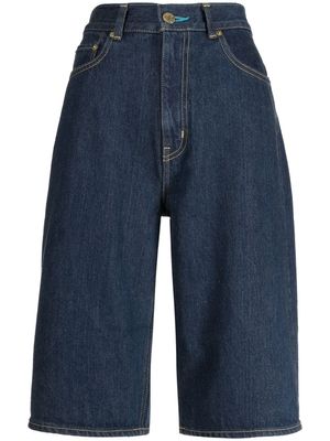 Tu es mon Tresor bermuda en jean The Turquoise à taille haute - Bleu