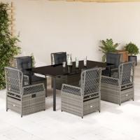 7-delige Tuinset met kussens poly rattan grijs