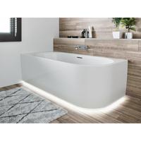 Riho Desire hoekbad - 184x84cm - Hoekopstelling links - met LED-plint - met chromen badvuller - Acryl wit glans B087008005
