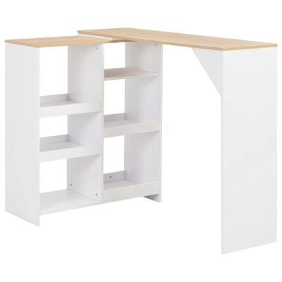 Bartafel met verplaatsbaar schap 138x39x110 cm wit
