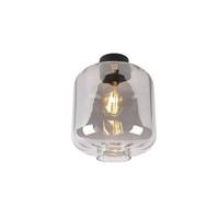 QAZQA Design plafondlamp zwart met smoke glas - Qara - thumbnail