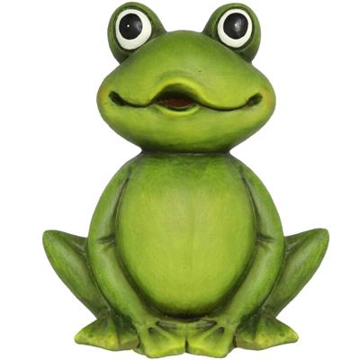 Gerimport Kikker beeldje - zittend - terracotta - groen - pad - 23 cm - dieren beeld