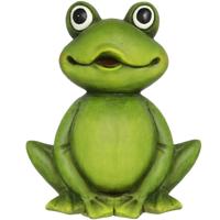 Gerimport Kikker beeldje - zittend - terracotta - groen - pad - 23 cm - dieren beeld