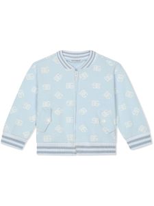 Dolce & Gabbana Kids hoodie zippé à logo - Bleu