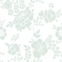Dutch Wallcoverings Joy - Bloemen - Wit/Mintgroen