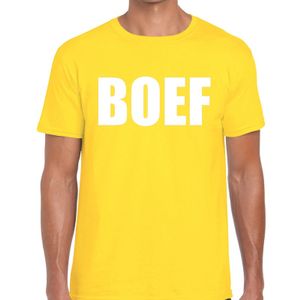 BOEF tekst t-shirt geel heren