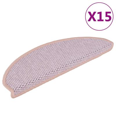 VidaXL Trapmatten zelfklevend 15 st sisal-look 65x21x4 cm roze