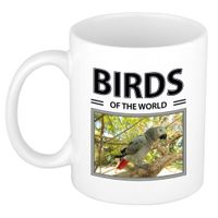 Foto mok Grijze roodstaart papegaai beker - birds of the world cadeau Papegaaien liefhebber - thumbnail