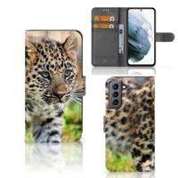 Samsung Galaxy S21 FE | Telefoonhoesje | Met pasjeshouder | Baby Luipaard