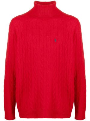 Polo Ralph Lauren pull en maille torsadée - Rouge